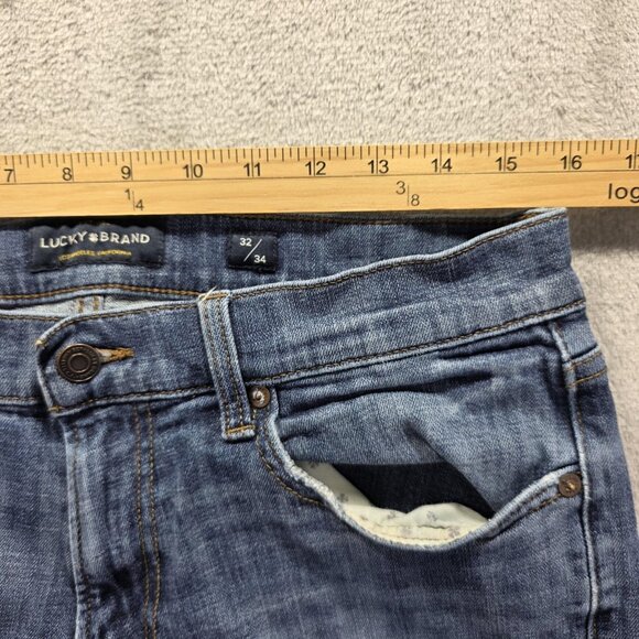 Lucky Brand Jeans Mens 32x34 Blue 221 Straight Stretch Denim Medium Wash 7MC1030 - Picture 8 of 11